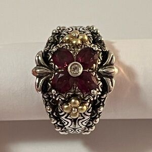 Barbara Bixby Sterling Silver 18k Gold Topaz Ring